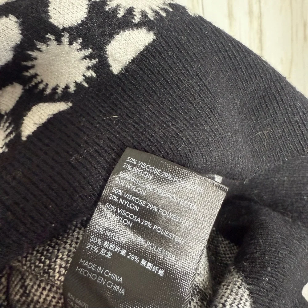 Anthropologie Maeve Black and Cream Heart Pattern Sweater